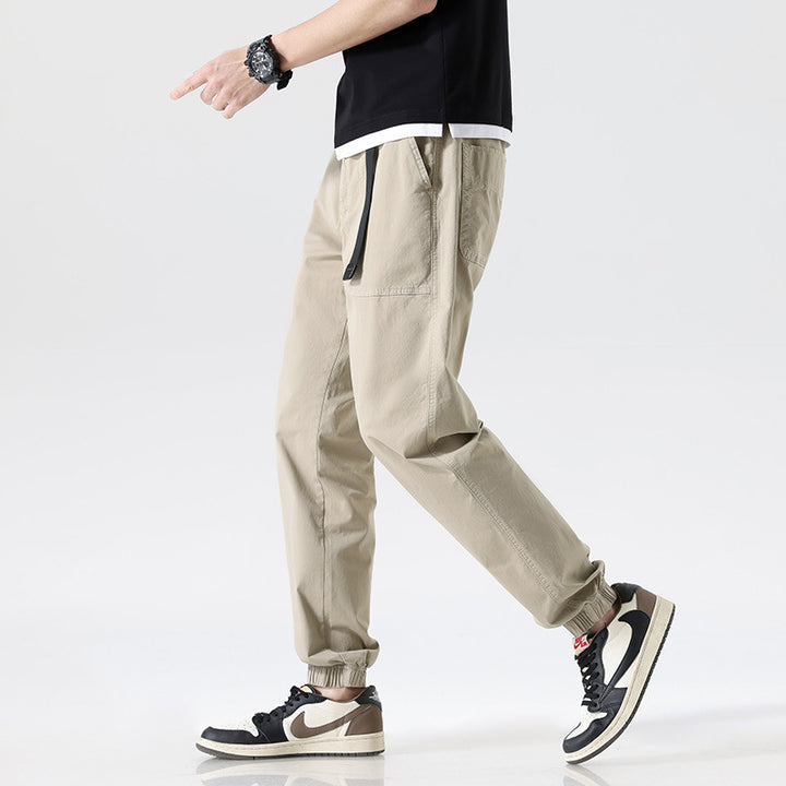 Herren Cargojoggerhose aus Baumwoll-Twill mit Tunnelzugbund und geripptem Knöchelabschluss Drune