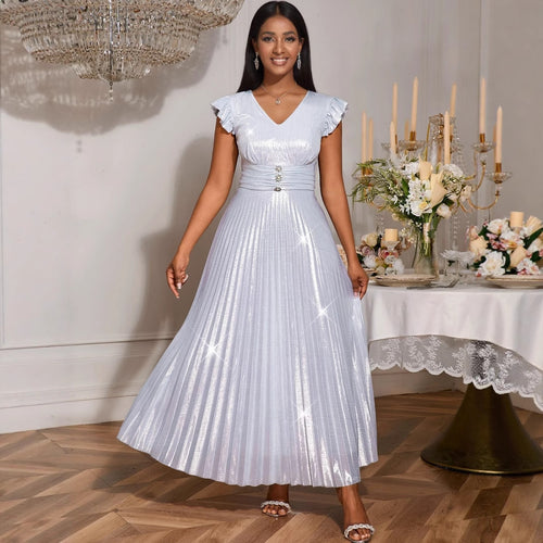 Damen Elegantes Plisseekleid mit funkelnden Details Drune