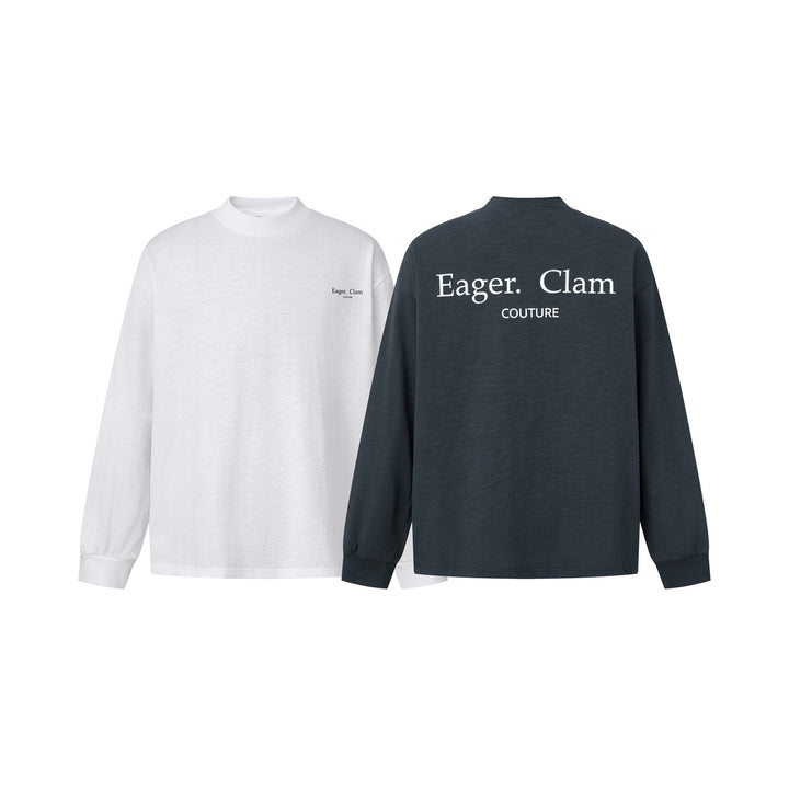 Unisex Oversize-Langarmshirt mit Slub-Baumwolle und halbhohem Rollkragen Drune