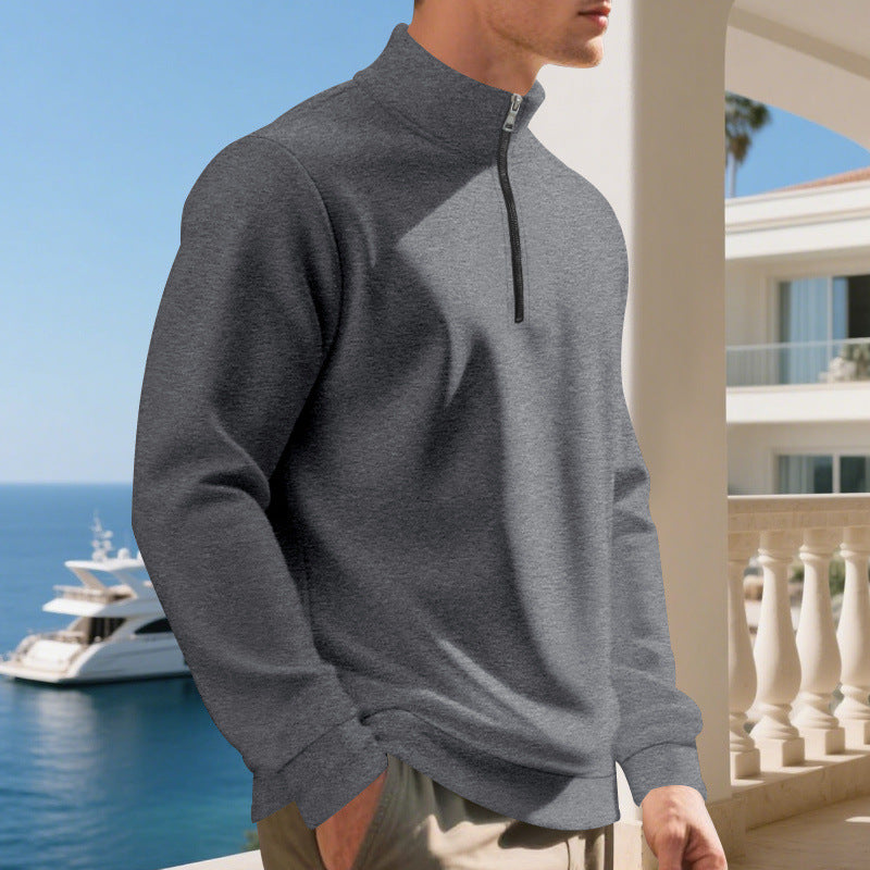 Herren sportlicher Pullover mit halbem Reißverschluss und atmungsaktiver Struktur Drune