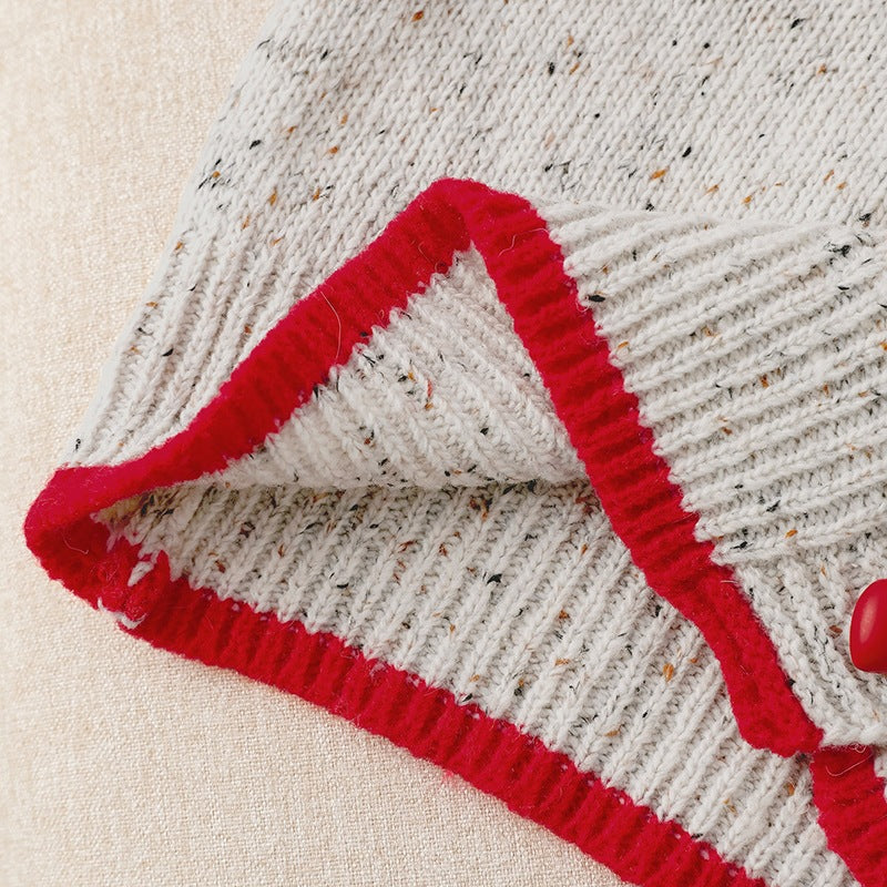 Damen Verspielter Strickcardigan mit Herzknöpfen Drune