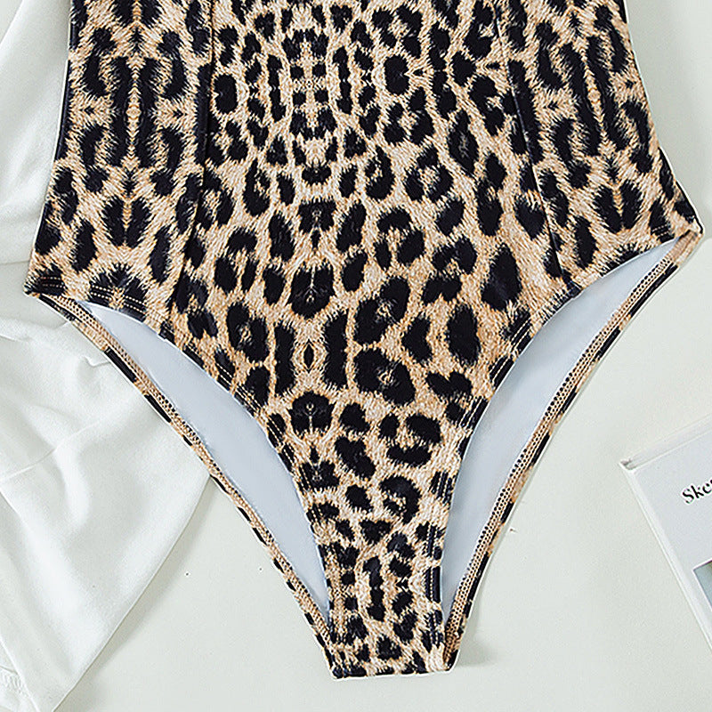 Damen Einteiler Badeanzug mit raffiniertem Leopardenmuster Drune