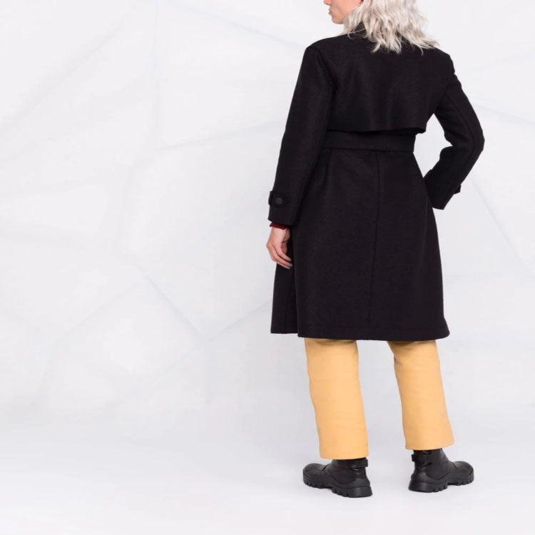 Damen Taillierter Wollmix-Mantel mit Bindegürtel und A-Linien-Schnitt Drune