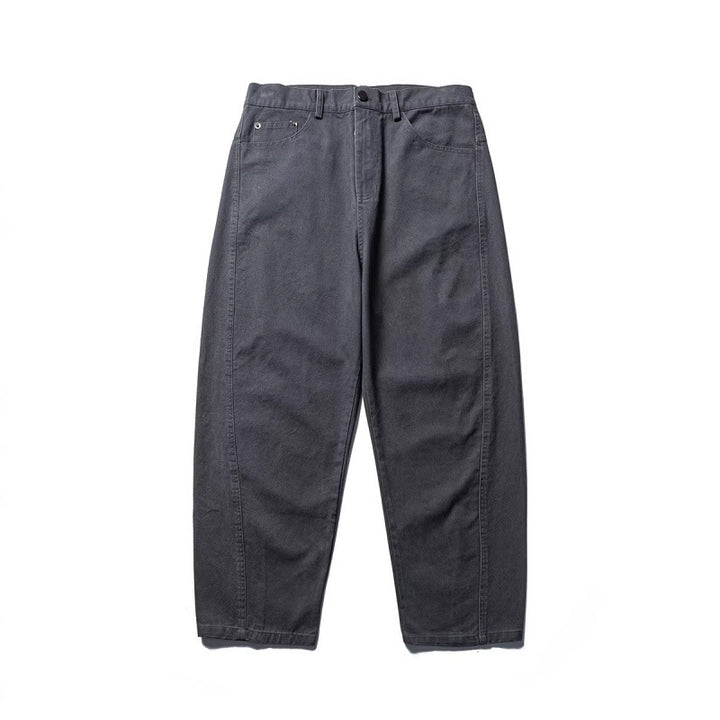Herren Konisch geschnittene Twill-Hose mit hoher Taille und fünf Taschen Drune