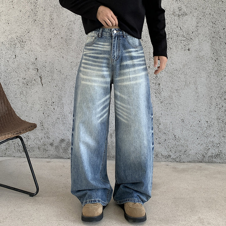 Damen Weite High‑Waist Baggy-Jeans mit Used‑Fade und extra weitem Bein Drune