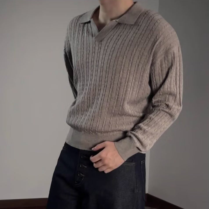 Herren Modischer Strickpullover mit V-Ausschnitt Drune