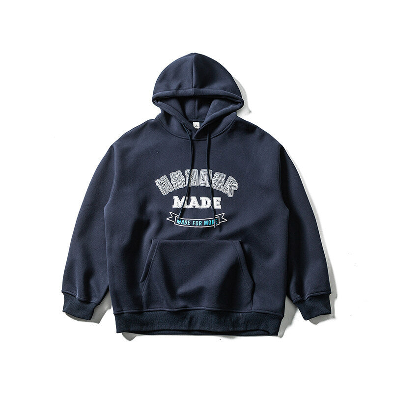 Unisex Kapuzenpullover im Oversize-College-Look mit Kängurutasche Drune
