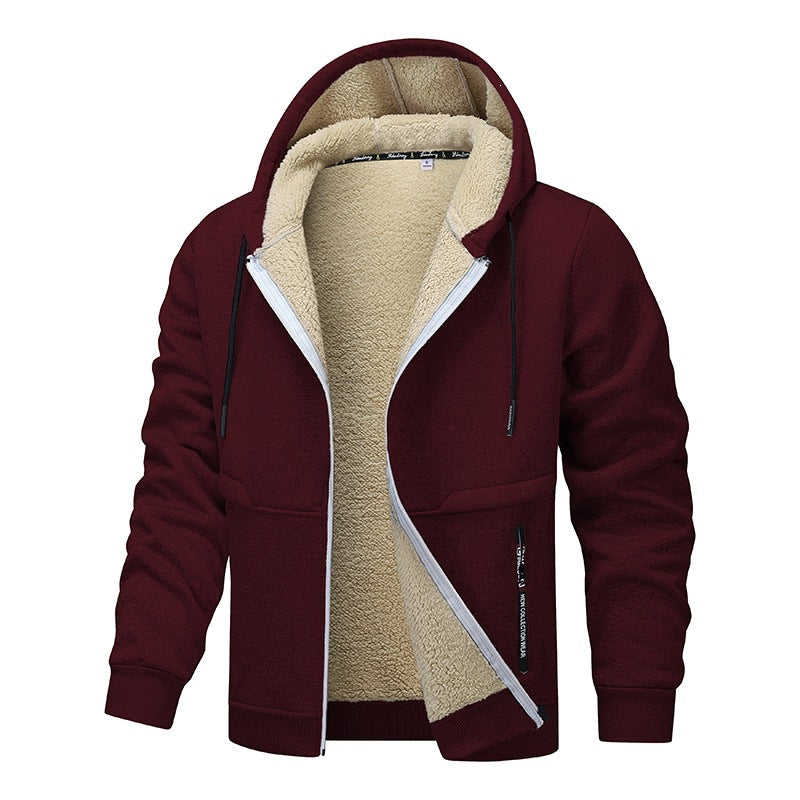 Herren Sherpa‑gefütterte Zip‑Hoodiejacke im Urban‑Casual‑Stil mit Teddyfleece‑Innenfutter Drune