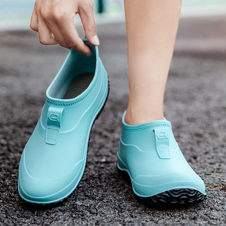 Damen Kurzschaftige wasserdichte Slip‑On Gummistiefelette mit Neoprenkragen und profiliertem Anti‑Rutsch‑Laufsohlen‑Design Drune