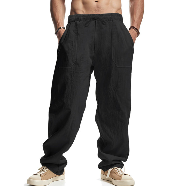 Herren lässige Utility-Hose mit elastischem Bund und tiefen Taschen Drune