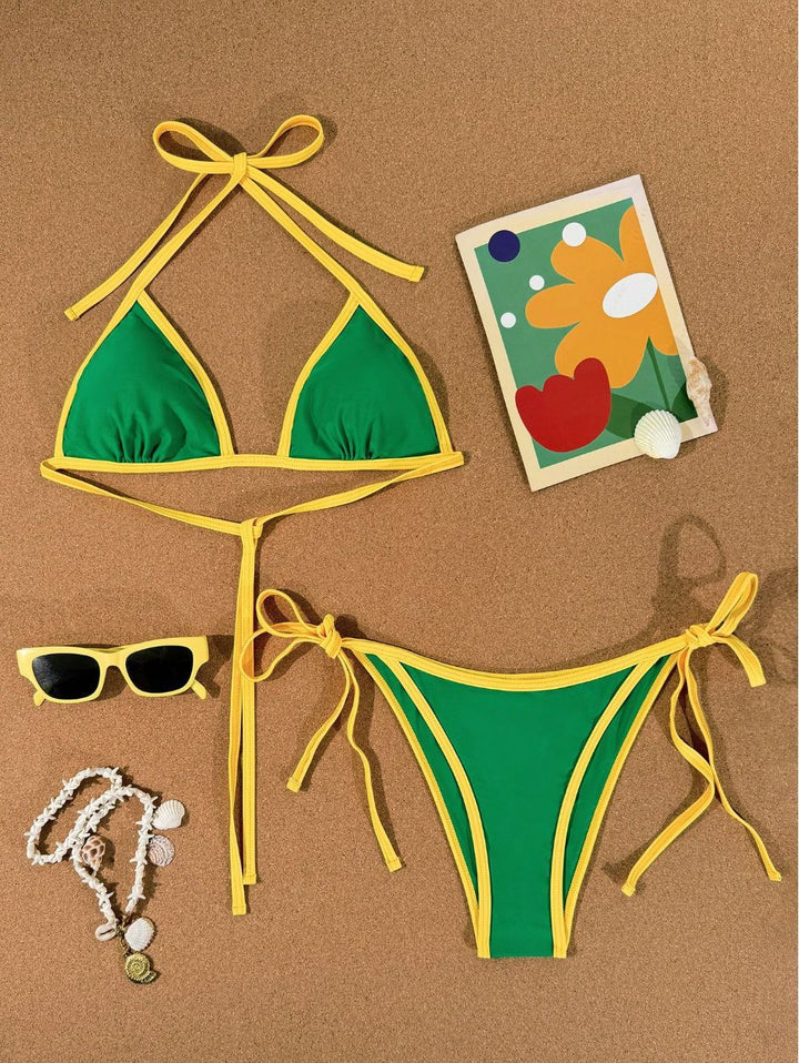 Damen Bikiniset mit verstellbaren Trägern und hohem Beinausschnitt Drune