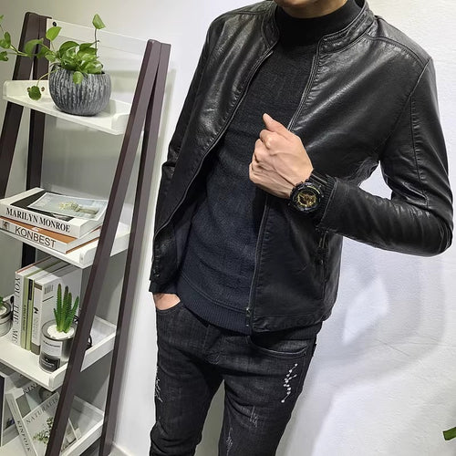 Herren Modische Bikerjacke aus Echtleder Drune