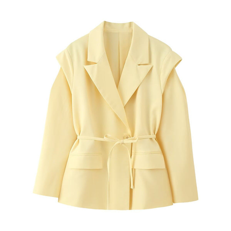 Damen modischer Blazer mit taillierbarem Gürtel und oversized Schnitt Drune
