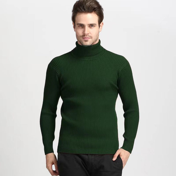 Herren nan schmal geschnittener Rippen-Rollkragenpullover aus feinem Wollmix mit Stretch Drune