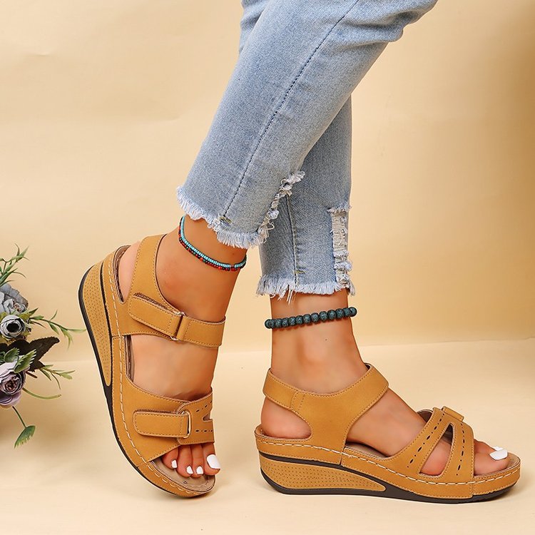 Damen  ergonomische Riemen-Sandalette mit dämpfender Memory-Innensohle und verstellbaren Klettverschlüssen Drune