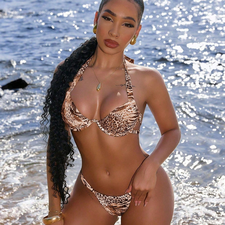 Damen Bikini-Set mit aufregendem Animal-Print und innovativem Push-Up-Oberteil Drune
