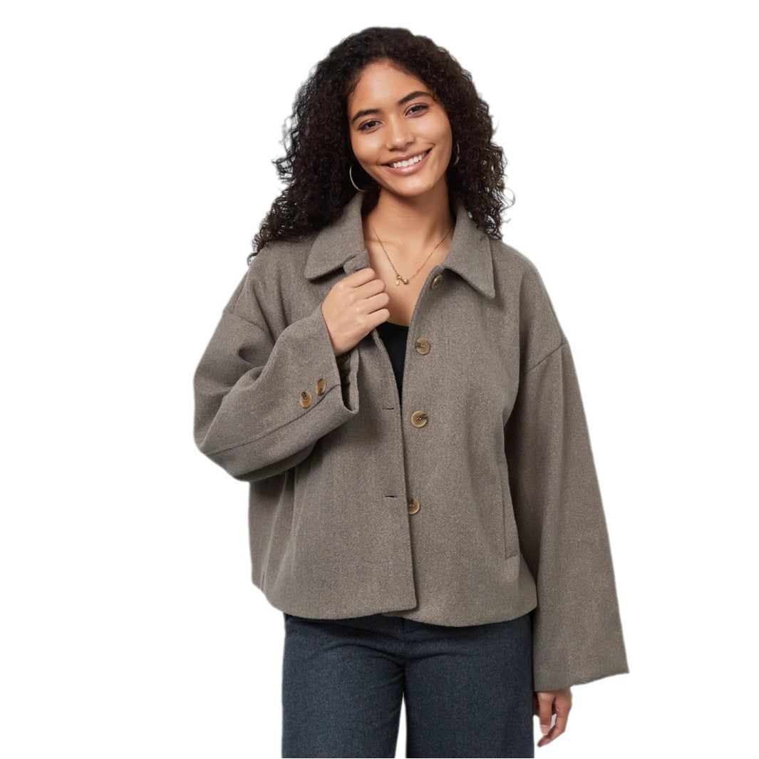 Damen lässige Oversize-Jacke mit doppelter Knopfleiste Drune