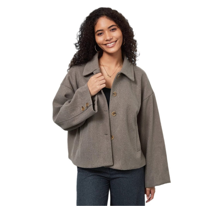 Damen lässige Oversize-Jacke mit doppelter Knopfleiste Drune