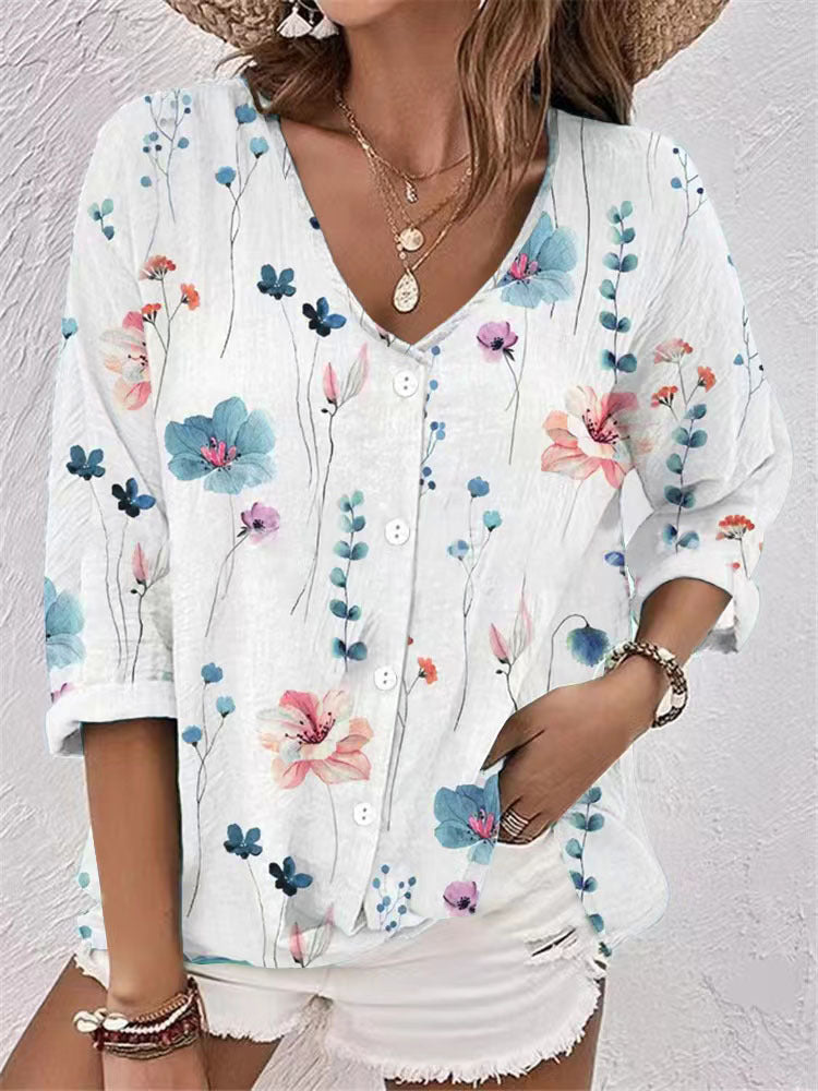 Damen Bluse mit floralem Druck und lässigem Schnitt Drune