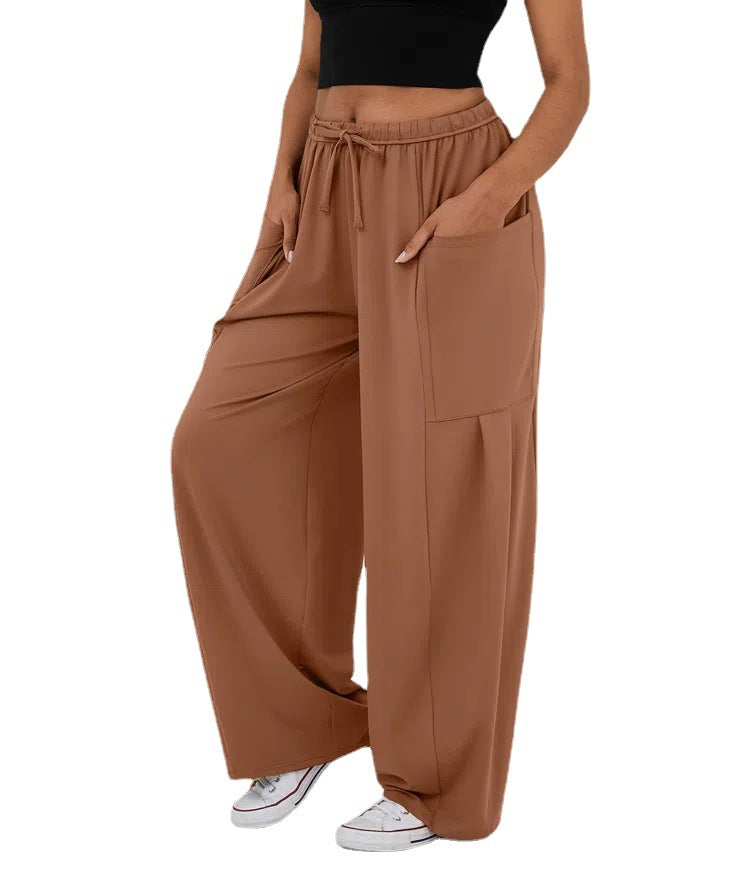 Damen Weite Freizeit-Hose mit elastischem Bund und praktischen Taschen Drune