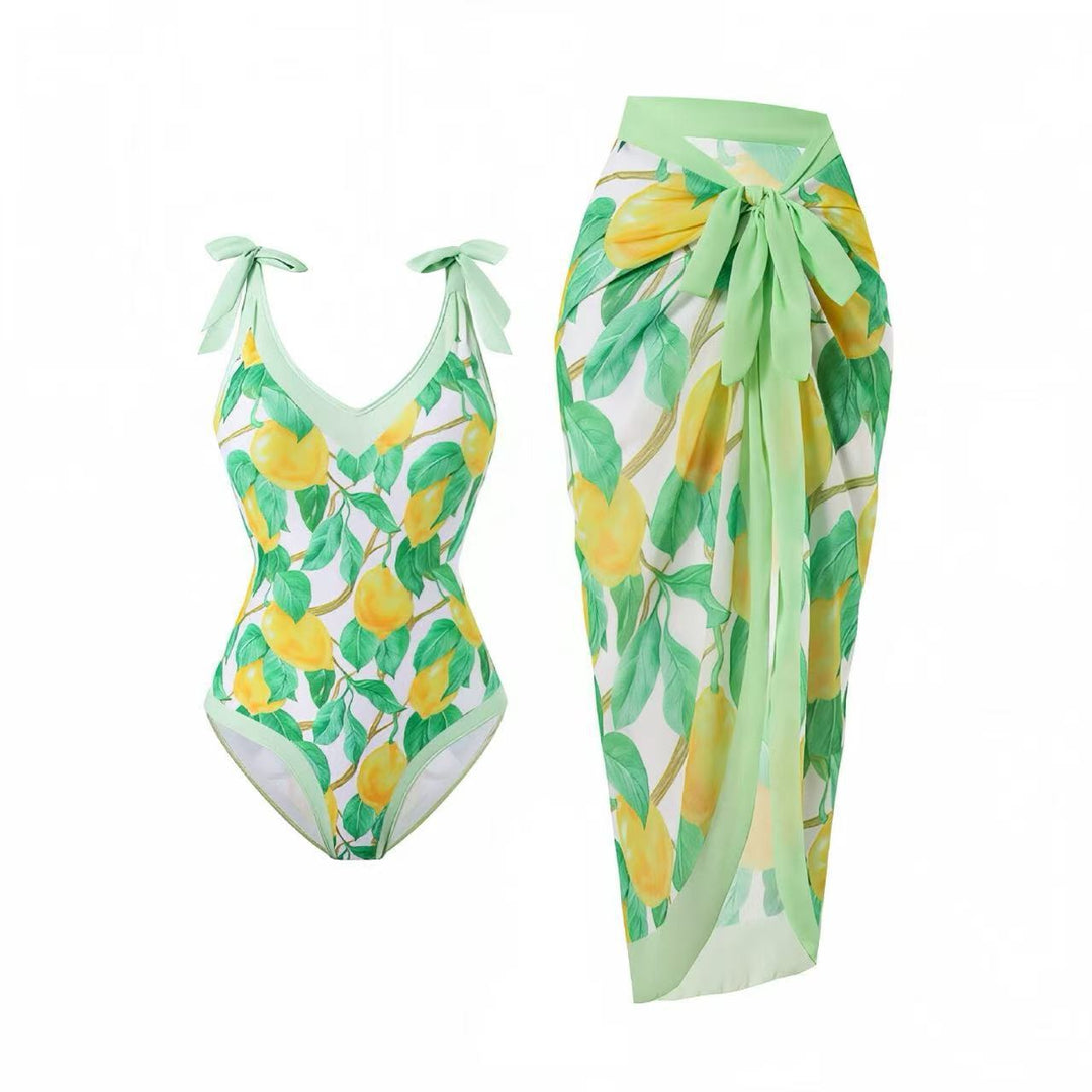 Damen Badeanzug und Strandrock mit Lemon-Design Drune