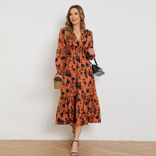 Damen Midikleid mit schmeichelhaftem Schnitt und floralem Design Drune