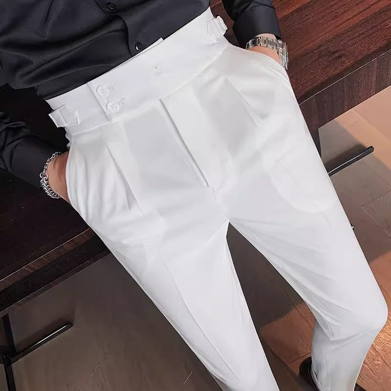 Herren Elegante Anzughose mit hoher Tailierung Drune