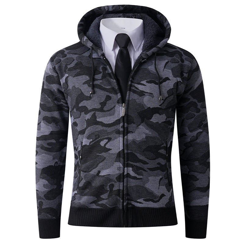Herren modischer Hoodie mit gefütterter Kapuze und kräftigem Camouflage-Muster Drune