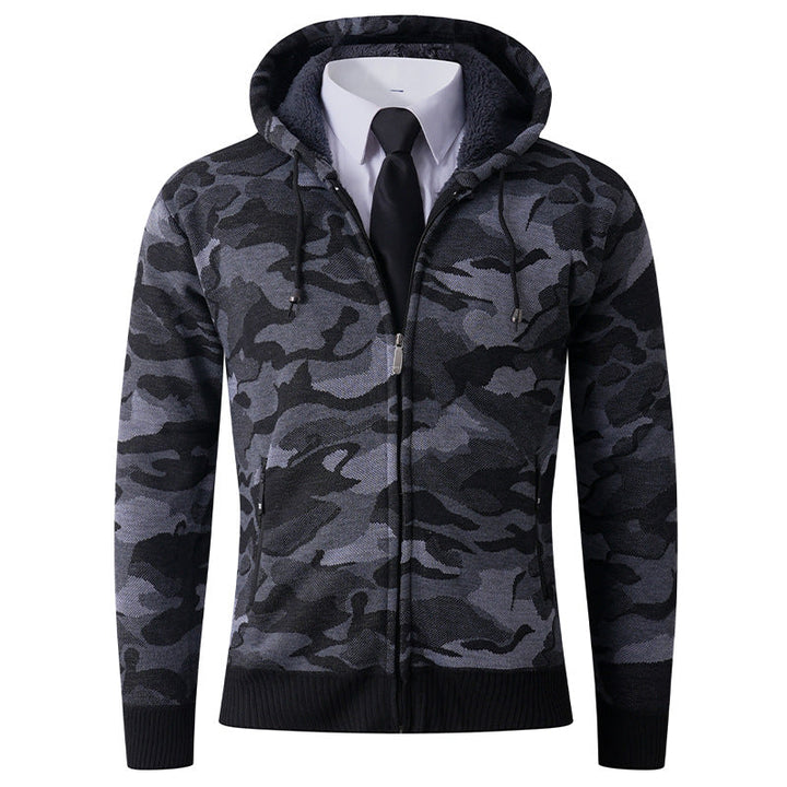 Herren modischer Hoodie mit gefütterter Kapuze und kräftigem Camouflage-Muster Drune