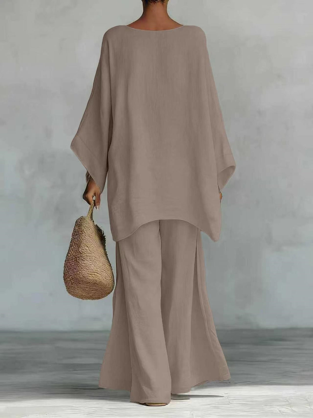 Damen Lässiges Oversize-Kaftanoberteil mit weiten Palazzohosen Drune