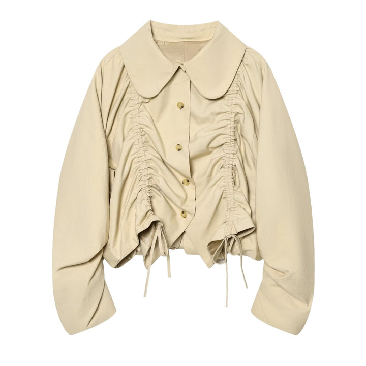 Damen Kurze geraffte Blousonjacke mit großem Peter‑Pan‑Kragen Drune