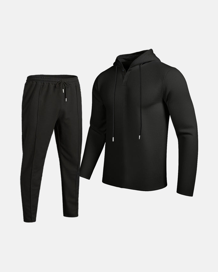 Herren Sportliches Zweiteiler Set mit atmungsaktivem Kapuzenoberteil und schlanker Jogginghose Drune
