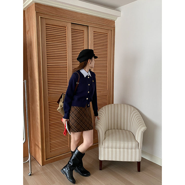 Damen stylischer Cardigan mit Kragen und Knopfdetails Drune