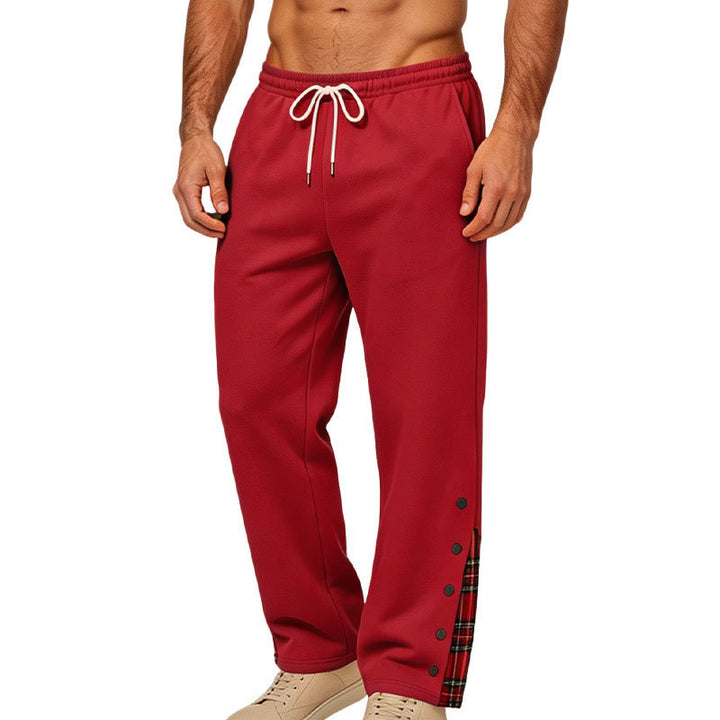 Herren weite Jogginghose mit Karobesatz und Druckknopf-Detail Drune