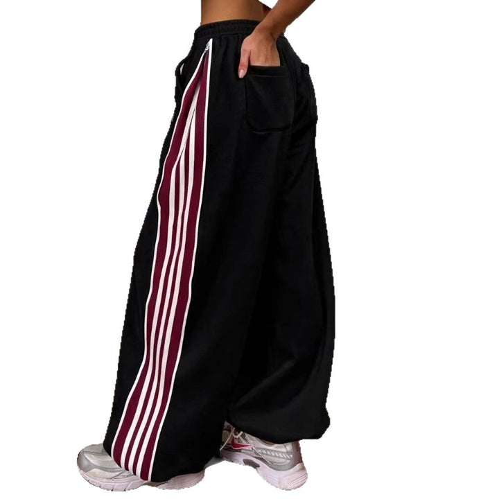 Damen Sportliche Freizeithose mit seitlichen Streifen und elastischem Bund Drune