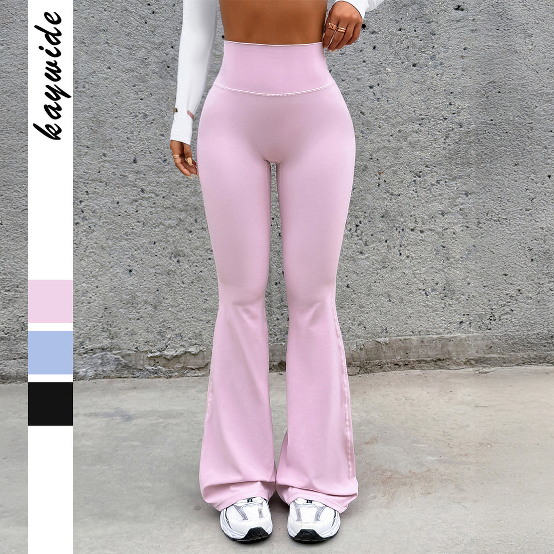 Damen nan hochgeschnittene figurformende Yogahose mit ausgestelltem Bein und flacher Ziernaht Drune