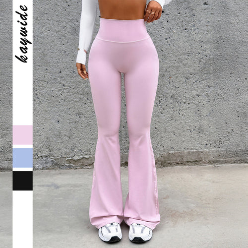Damen nan hochgeschnittene figurformende Yogahose mit ausgestelltem Bein und flacher Ziernaht Drune