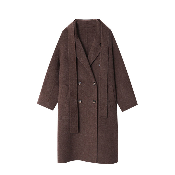Damen eleganter Wollmantel mit doppelt-knopf Detail und weitem Schnitt Drune
