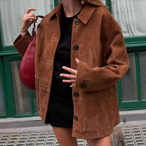 Damen Wilde Velourjacke im lässigen Chic Drune