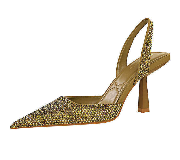 Damen Elegante Slingback-Pumps mit funkelnden Strassdetails und geschwungenem Absatz Drune