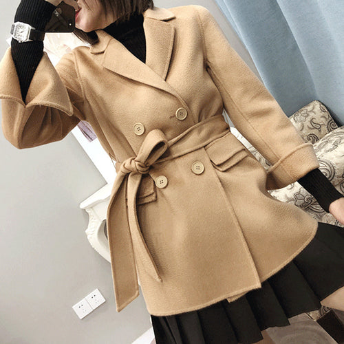 Damen zeitloser, doppelter Blazer mit Gürtel Drune