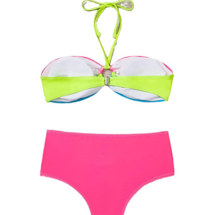 Damen Bandeau-Bikini mit kontrastierenden Farbkombinationen Drune