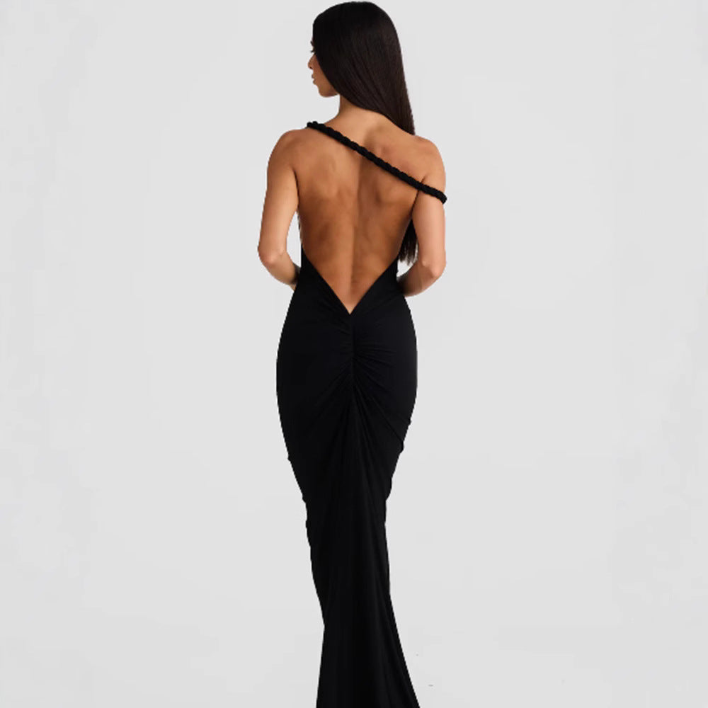 Damen figurbetontes Abendkleid mit elegantem Halterdesign und schwingendem Saum Drune