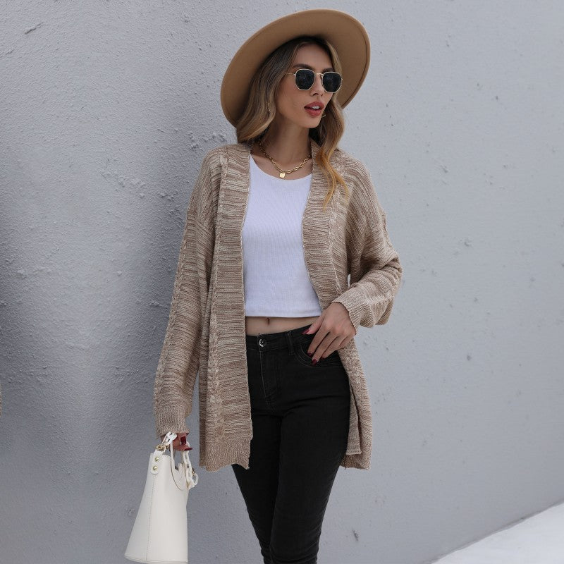 Damen Modischer Strickcardigan mit lockeren Ärmeln Drune
