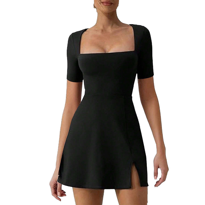 Damen Kurzkleid mit Quadrat-Ausschnitt und schwingendem Rock Drune