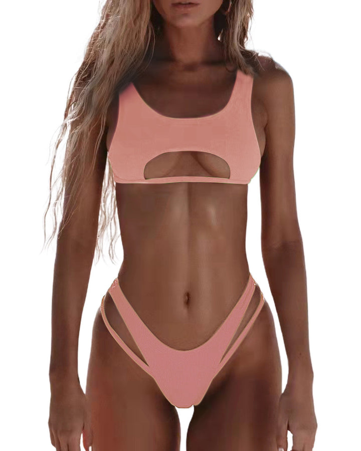 Damen Extravagantes Badeoberteil mit Cut-Outs Drune