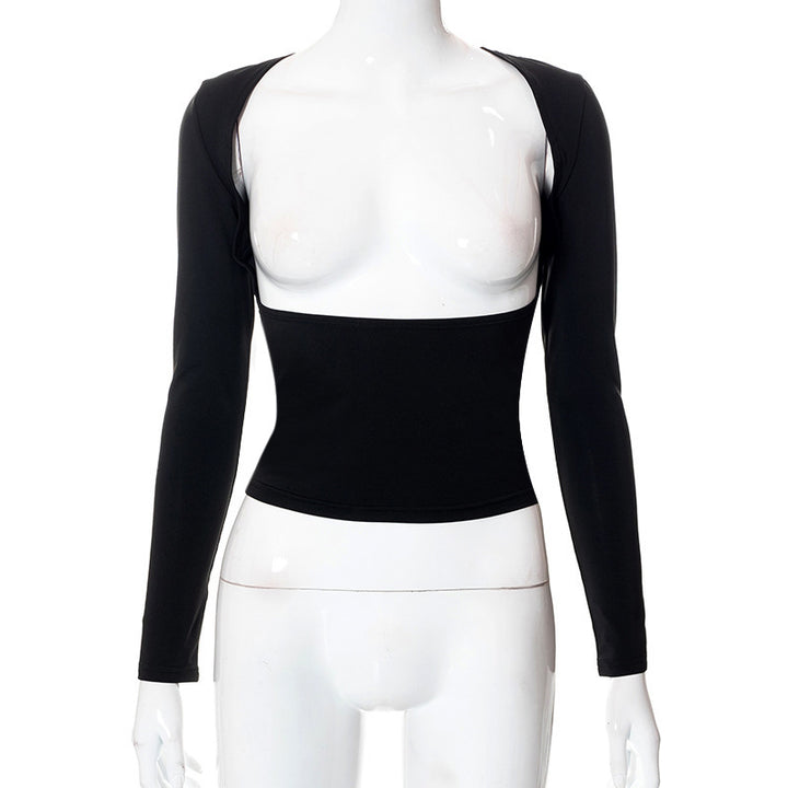 Damen figurbetontes Longsleeve-Oberteil mit offenem Rücken und elegantem Design Drune