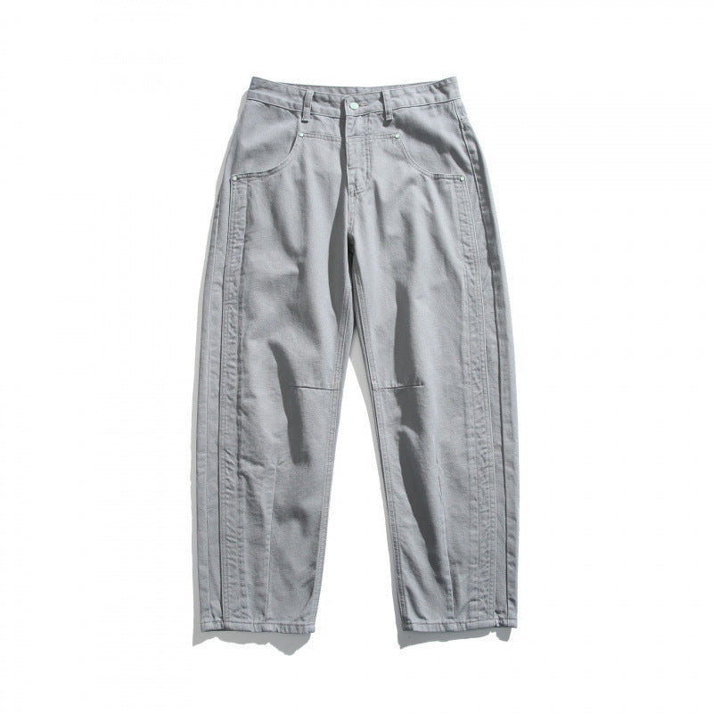 Herren Lässige Relaxed‑Fit Jeanshose mit Ziernähten und Knieabnähern Drune