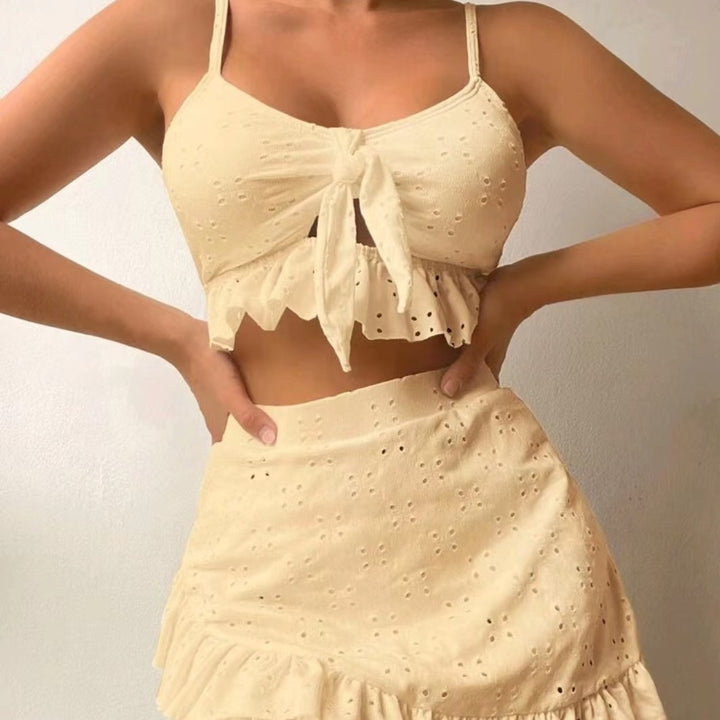 Damen verspieltes Crop-Top und Rüschensrock-Set Drune
