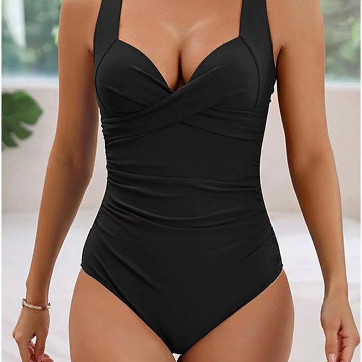 Damen Einteiliger Badeanzug mit modischem Wickel-Design und figurformendem Schnitt Drune
